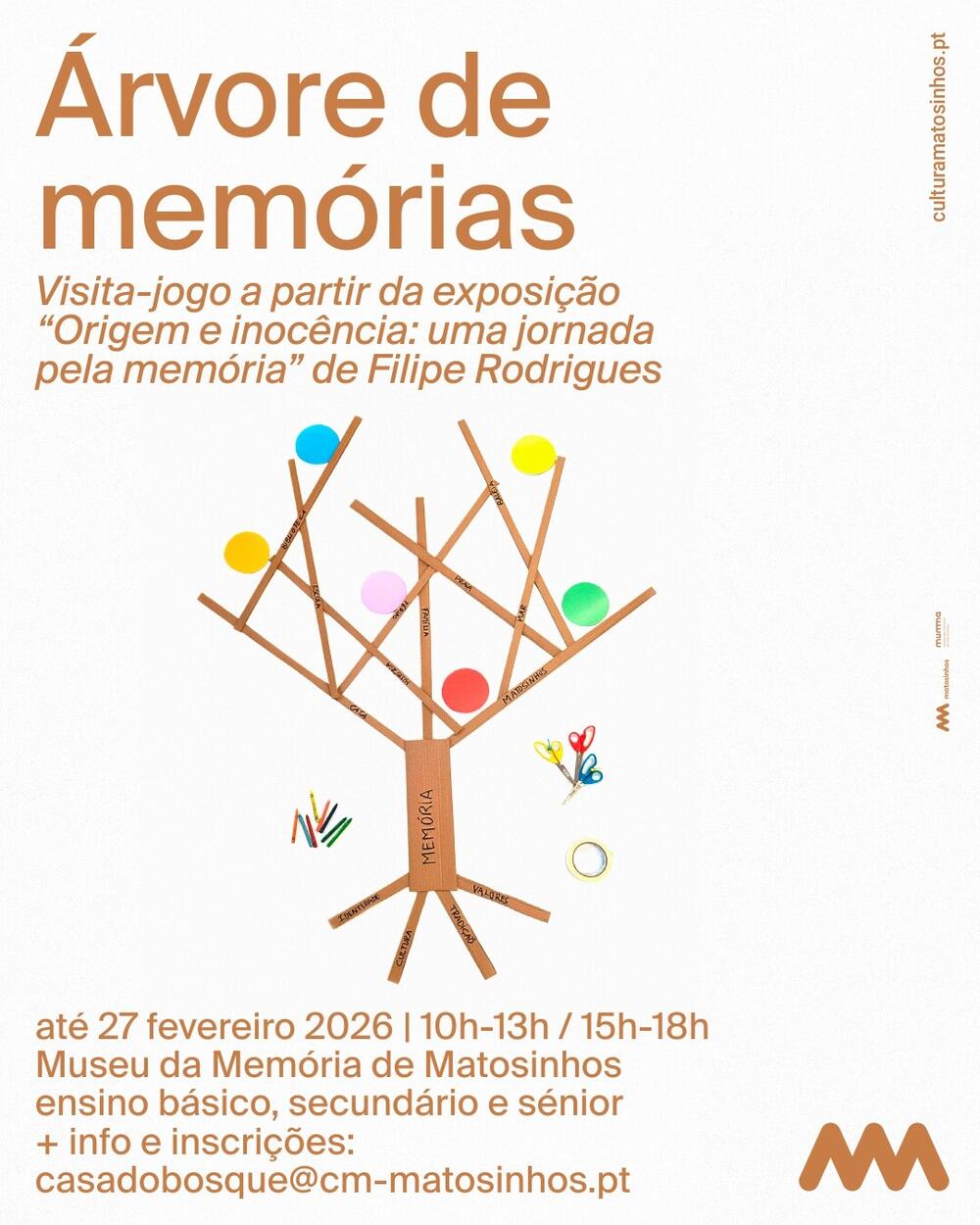 ARVORE COM MEMORIAS. Cartaz com uma &aacute;rvore, com algumas palavras no tronco e nos ramos.